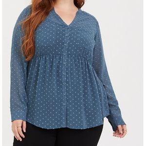 torrid Tops - Torrid Emma dusty blue dot babydoll tunic torrid Tops - Torrid Emma dusty blue dot babydoll tunic